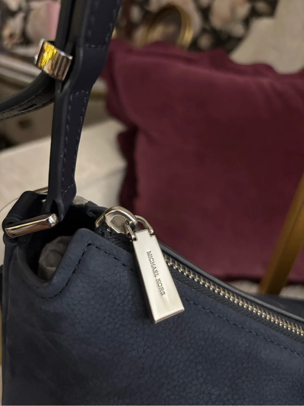 Michael Kors Nolita Medium Convertible Leather Shoulder Bag NWT Navy